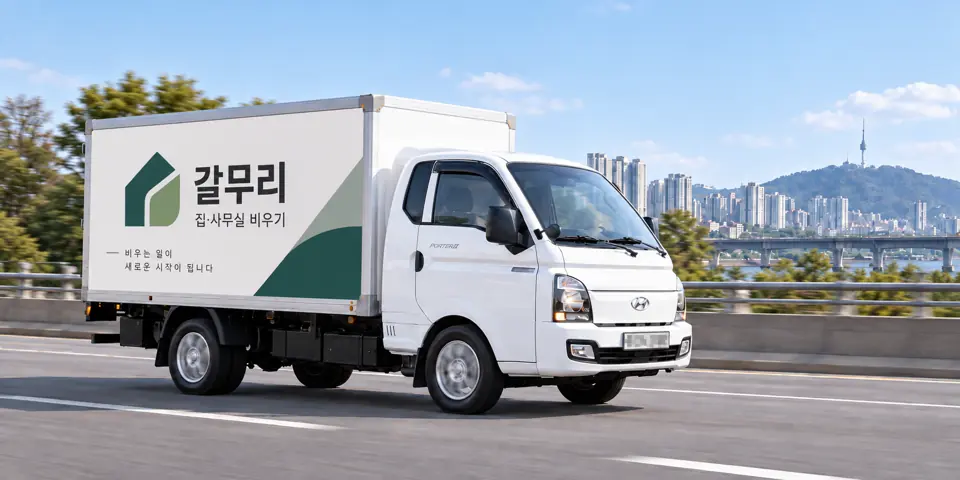 갈무리 작업 차량을 담은 그림 · 단현동 유품정리
